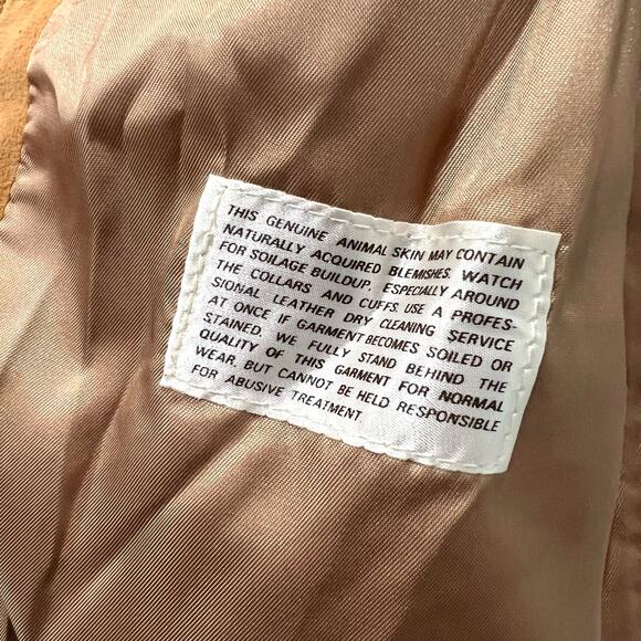 Vintage Tannery West Tan Suede Leather Jacket Zip Pocket size 4 / S *GOOD* - Picture 8 of 16